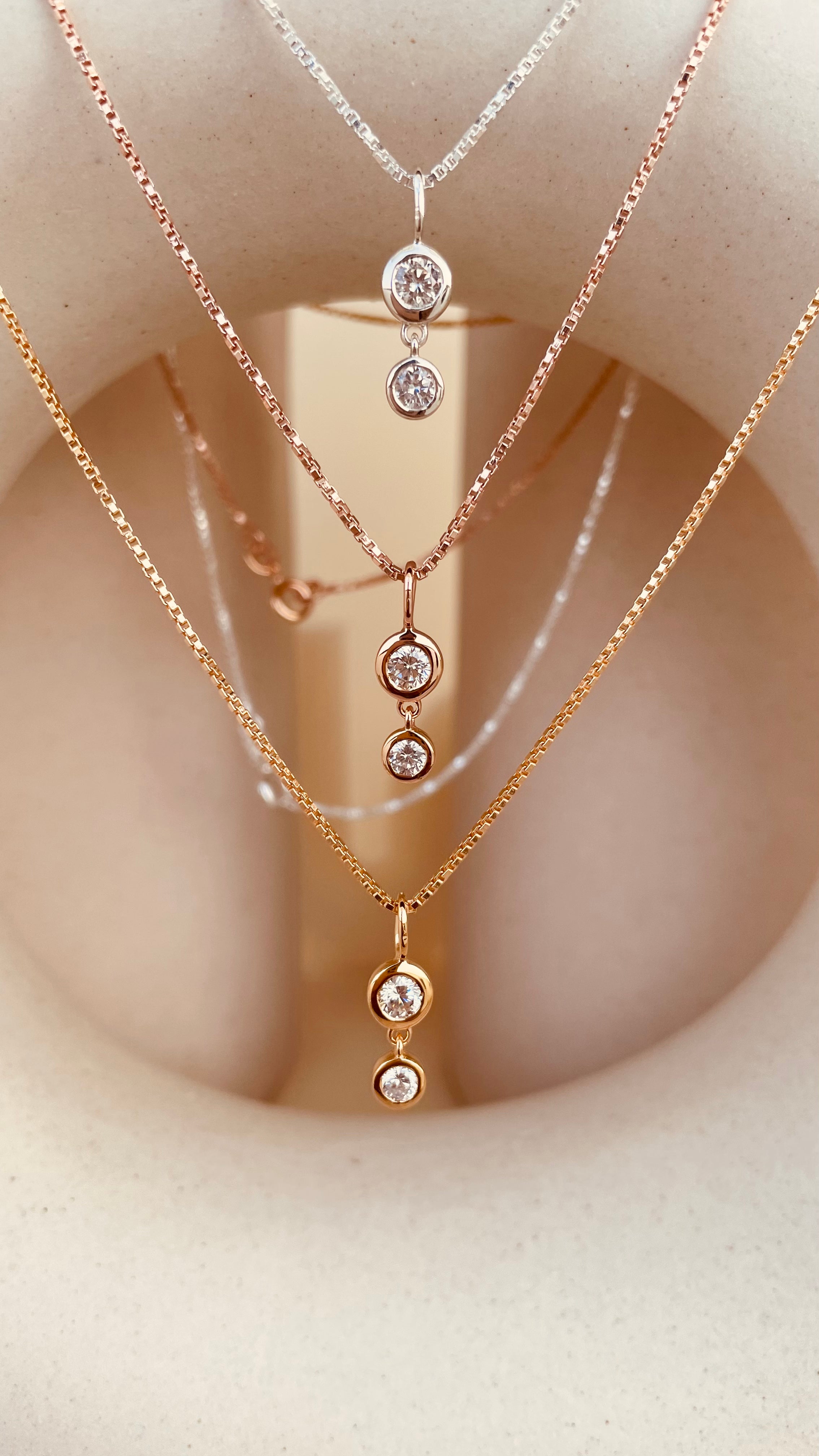 Minimal Double Drop Dangling Necklace with Box Chain - Octonov 