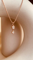 Dainty Double Drop Dangling Necklace with Beaded Chain - Octonov 