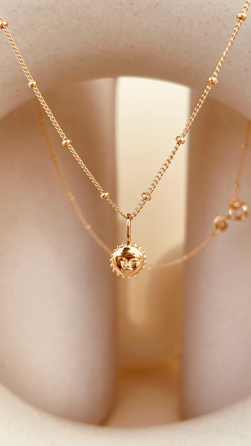 Steller Sun Charm Necklace with Satellite Chain