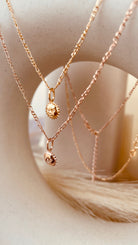 Dainty Steller Sun Charm Necklace with Figaro Chain - Octonov 