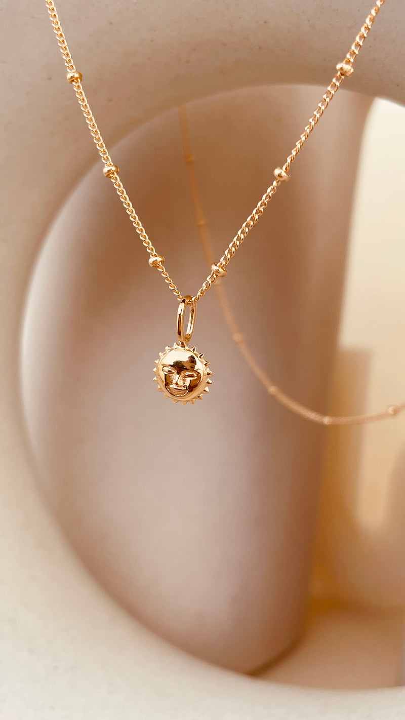 Steller Sun Charm Necklace with Satellite Chain