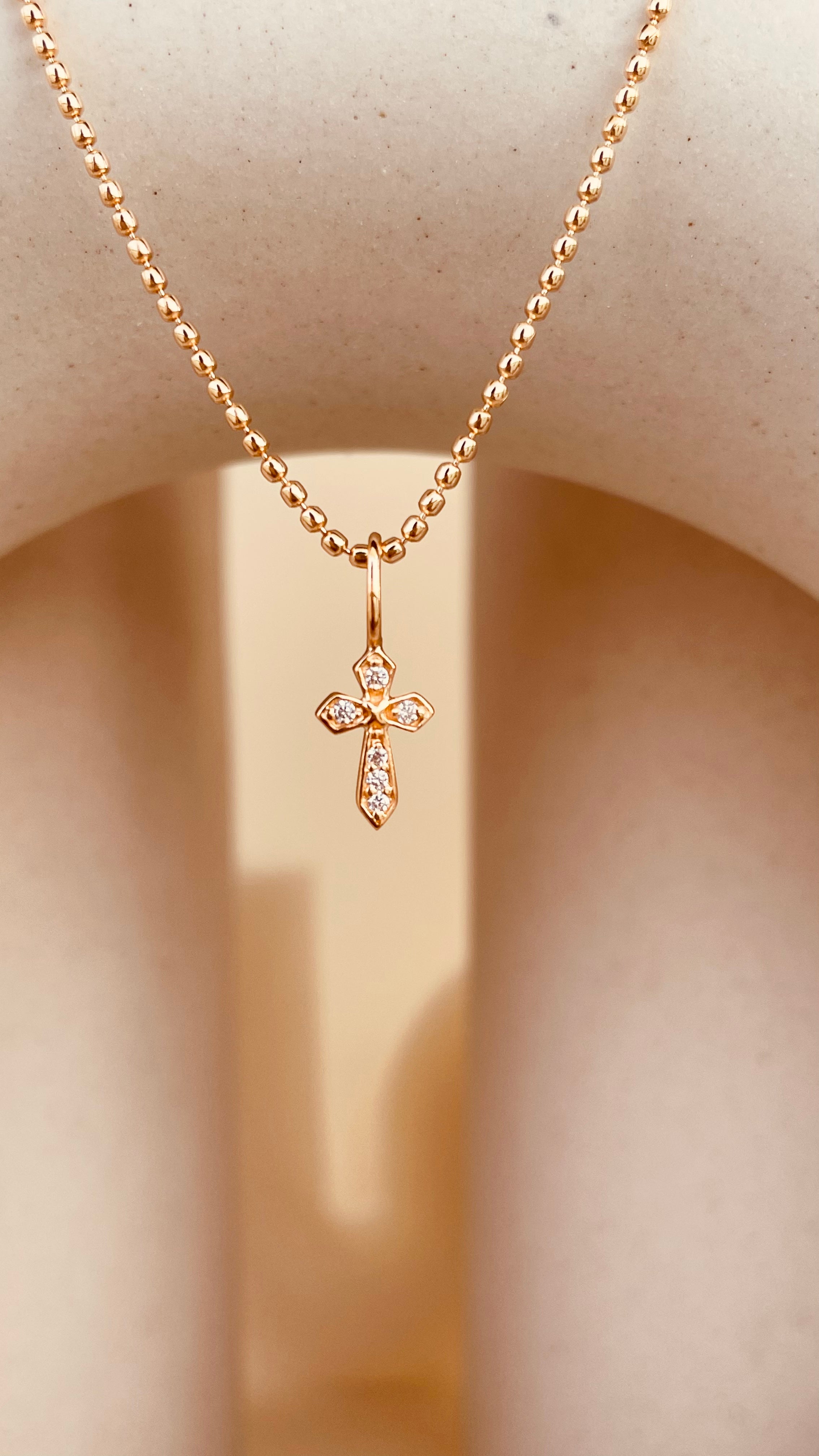 Dainty Token of Faith Cross Necklace with Beaded Chain - Octonov 