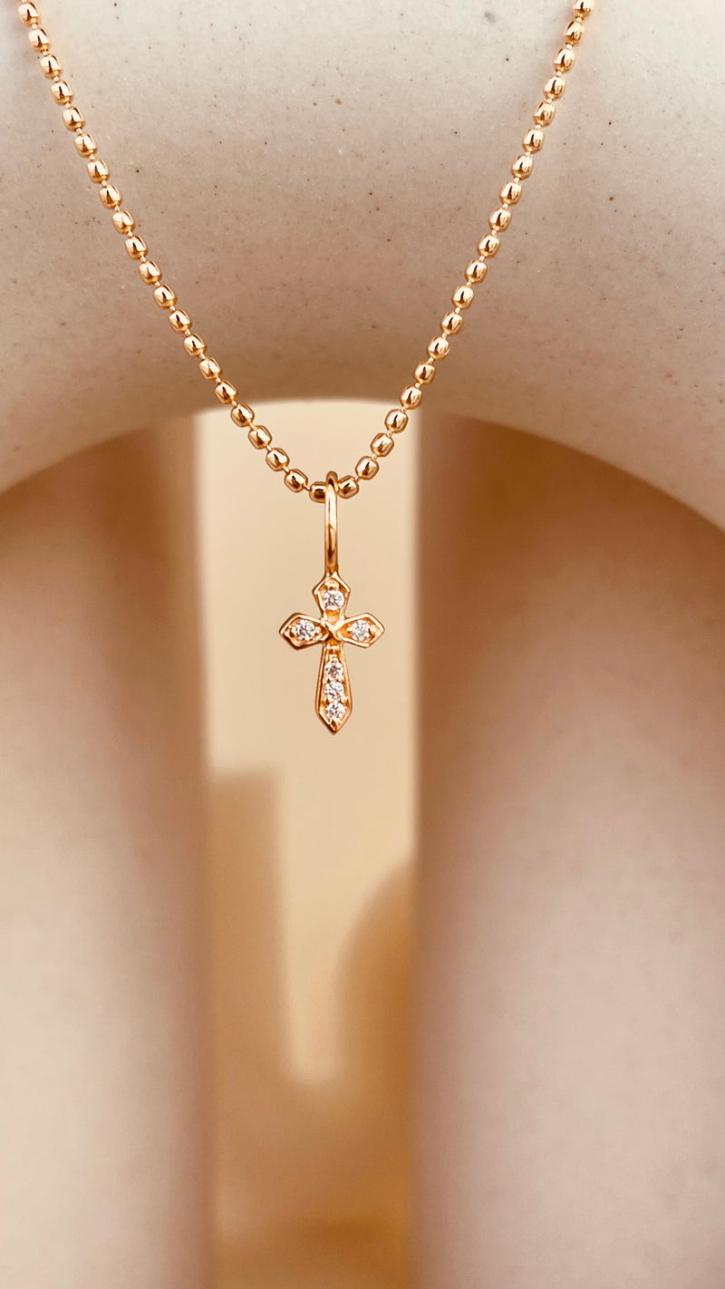 Dainty Token of Faith Cross Necklace with Beaded Chain