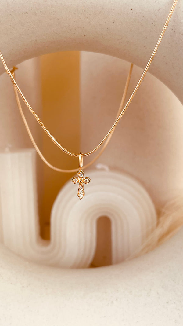 Minimal Token of Faith Necklace with Snake Chain