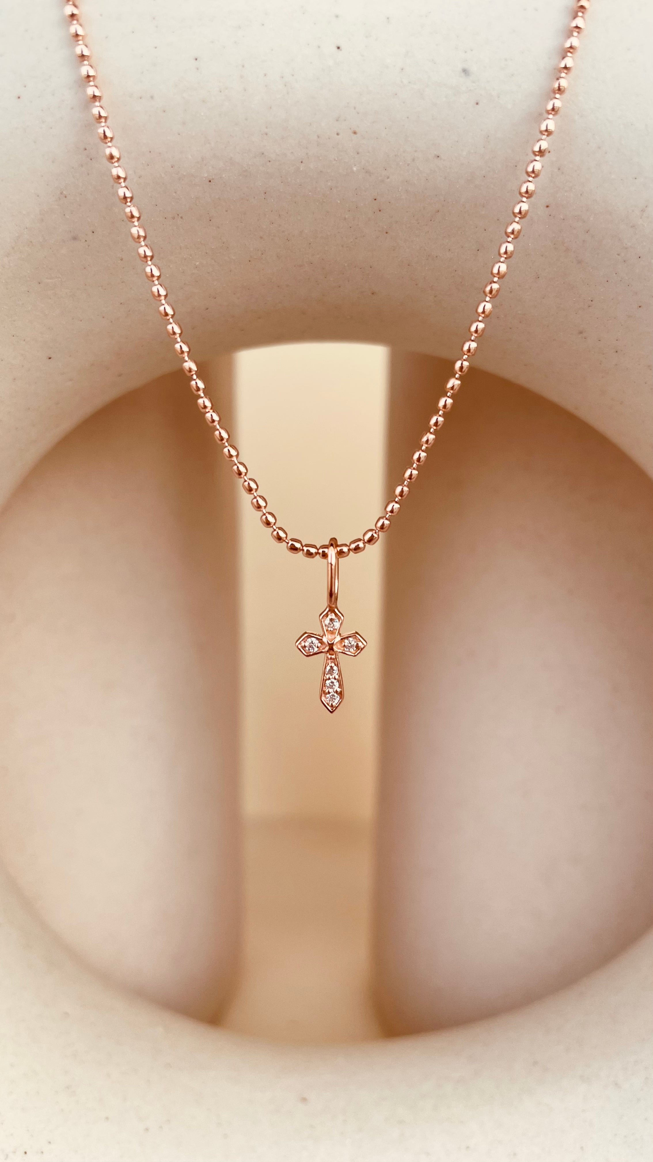 Dainty Token of Faith Cross Necklace with Beaded Chain - Octonov 