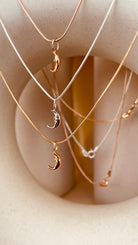 Crescent Moon Necklace with Snake Chain - Octonov 