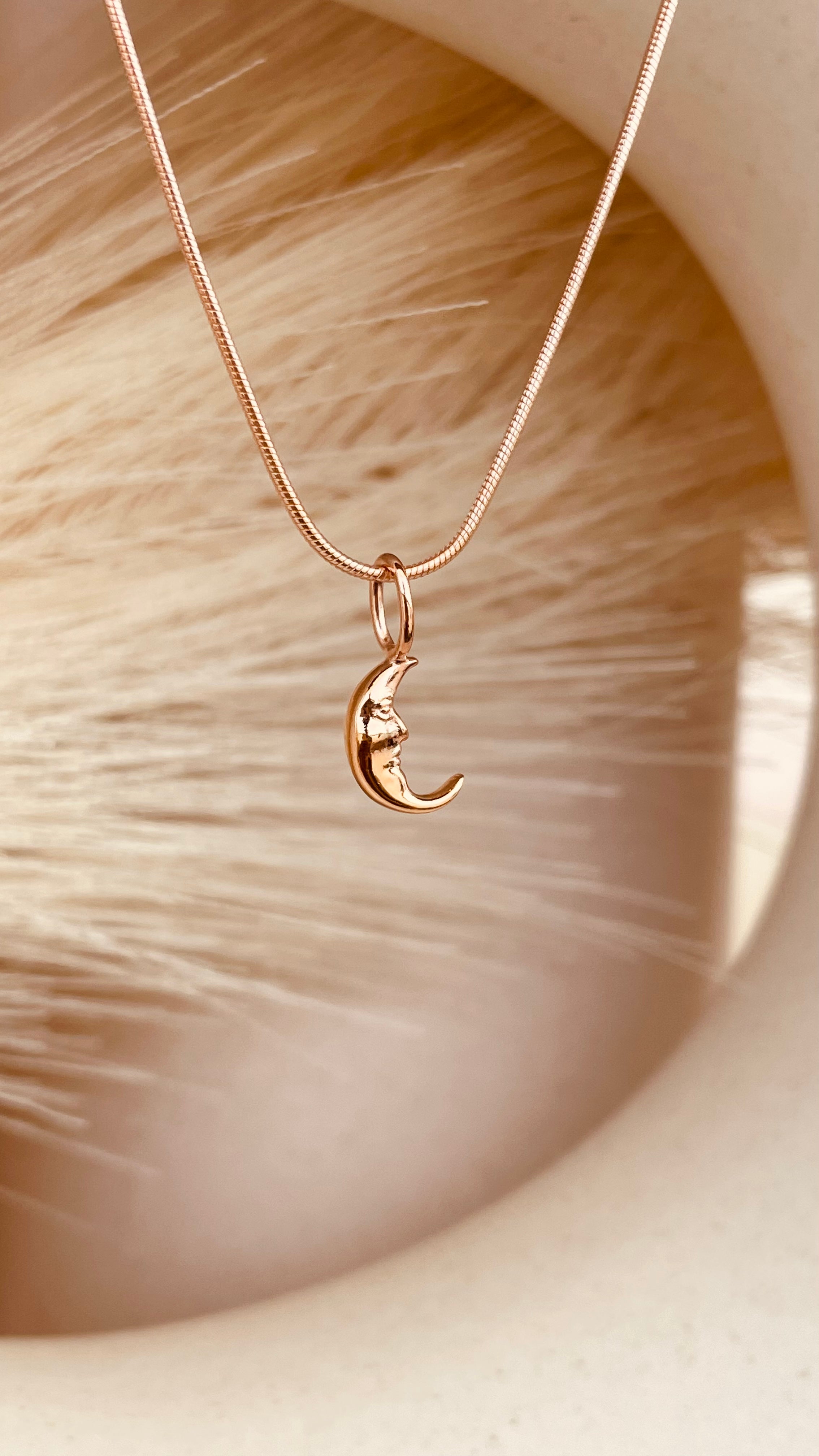 Crescent Moon Necklace with Snake Chain - Octonov 