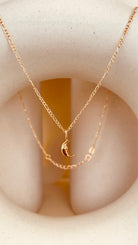 Crescent Moon Necklace with Figaro Chain - Octonov 