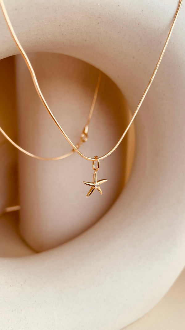 Minimal Starfish Necklace with Snake Chain