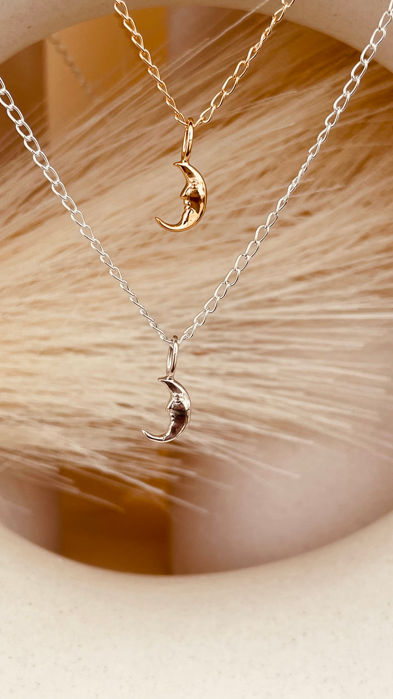 Crescent Moon Necklace with Cable Chain