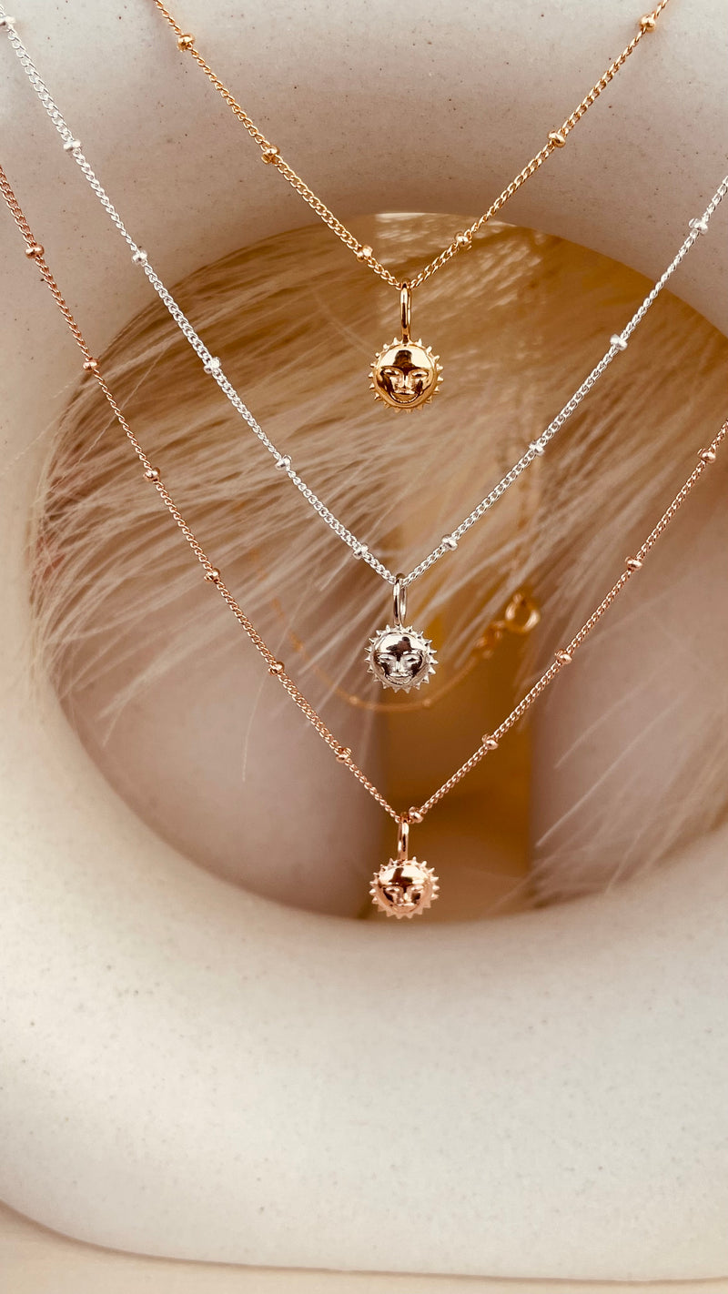 Steller Sun Charm Necklace with Satellite Chain