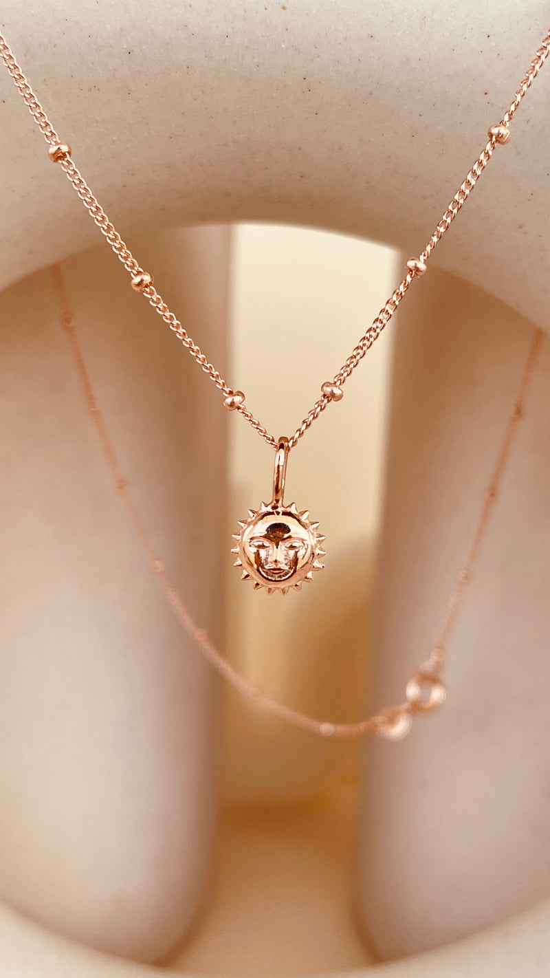 Steller Sun Charm Necklace with Satellite Chain