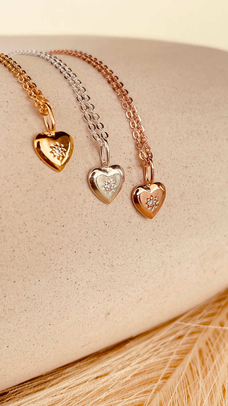 Dainty Vintage Heart Necklace with Sitara Chain