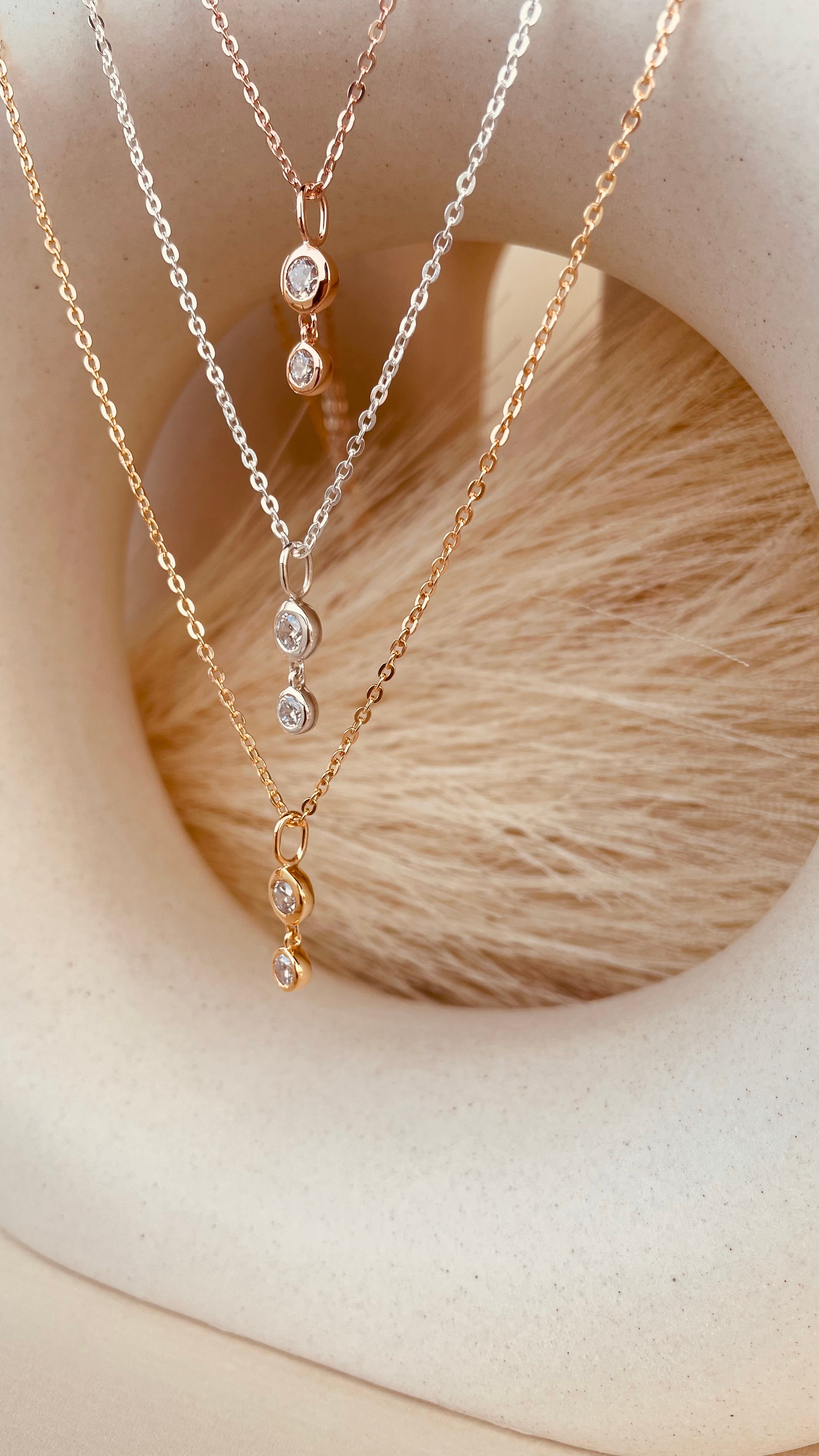 Double Drop Dangling Necklace with Sitara Chain - Octonov 