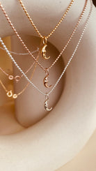 Crescent Moon Necklace with Faceted Ball Chain - Octonov 