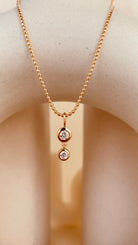 Dainty Double Drop Dangling Necklace with Beaded Chain - Octonov 