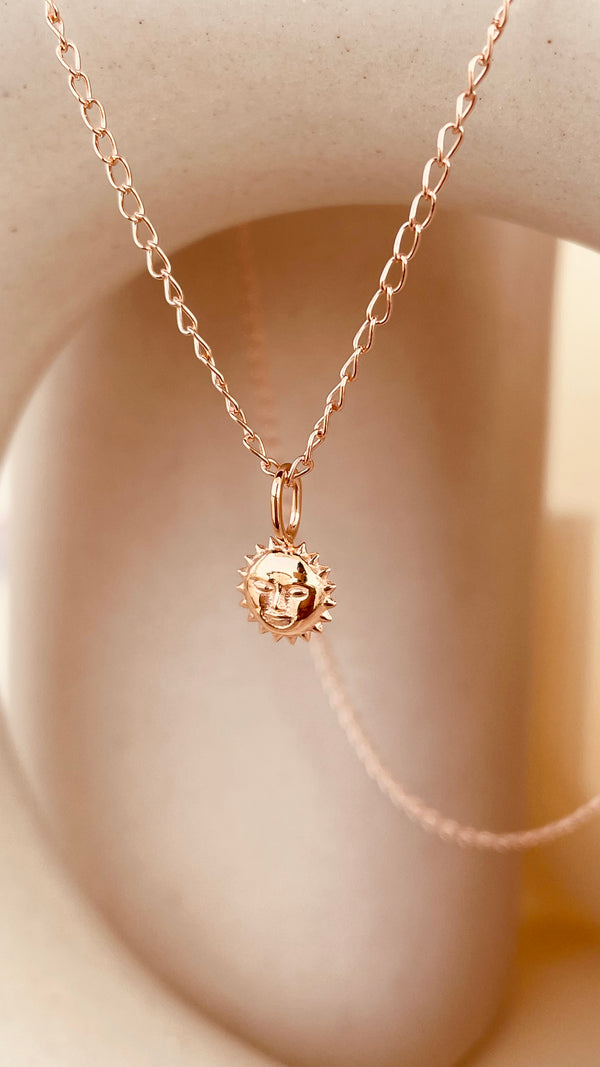 Dainty Steller Sun Charm Necklace with Cable Chain