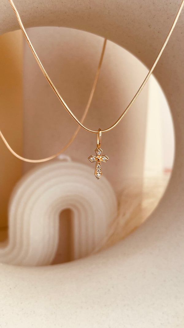 Minimal Token of Faith Necklace with Snake Chain