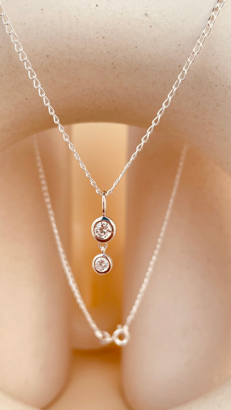 Double Drop Dangling Necklace with Cable Chain