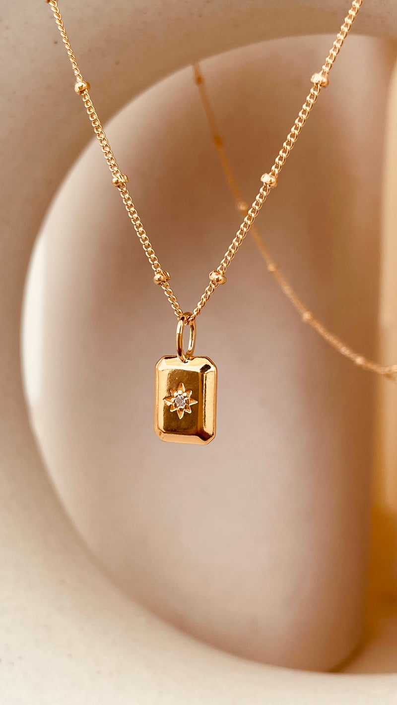 Dainty North Star Necklace with Satellite Chain