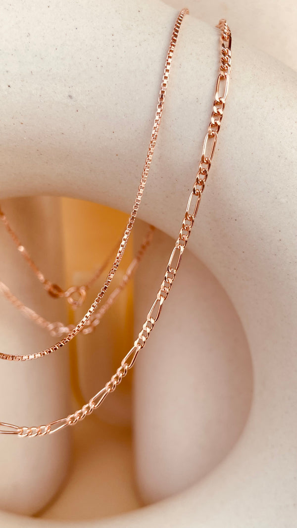 Classy Box and Figaro Necklace Duo