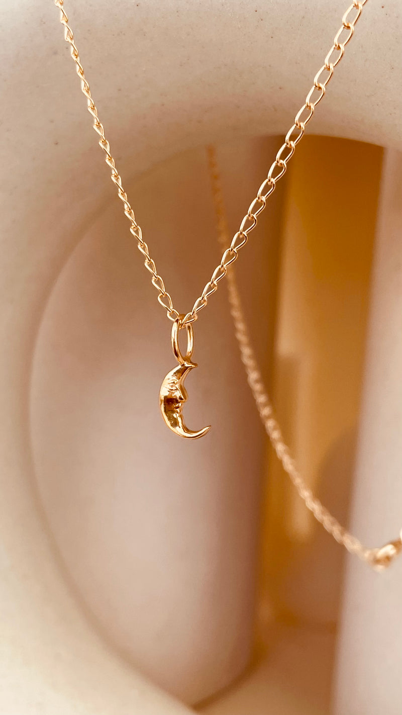 Crescent Moon Necklace with Cable Chain