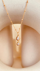 Dainty Double Drop Dangling Necklace with Satellite Chain - Octonov 
