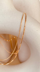Gold Beaded and Box Chain Duo Necklace - Octonov 
