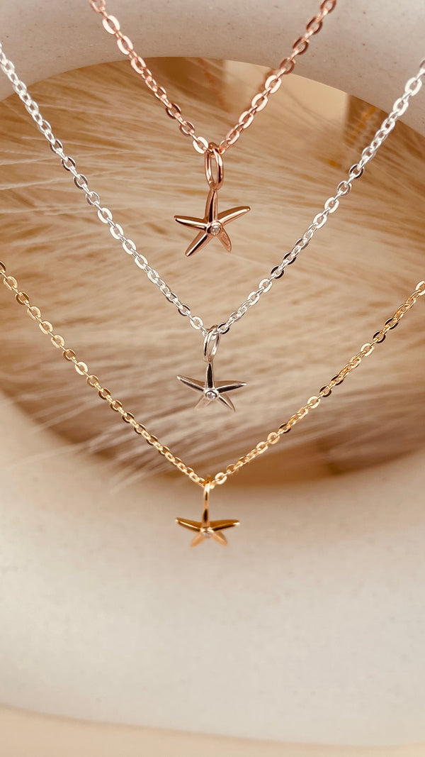 Minimal Starfish Necklace with Sitara Chain