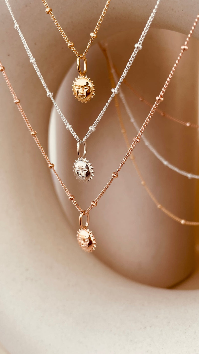 Steller Sun Charm Necklace with Satellite Chain