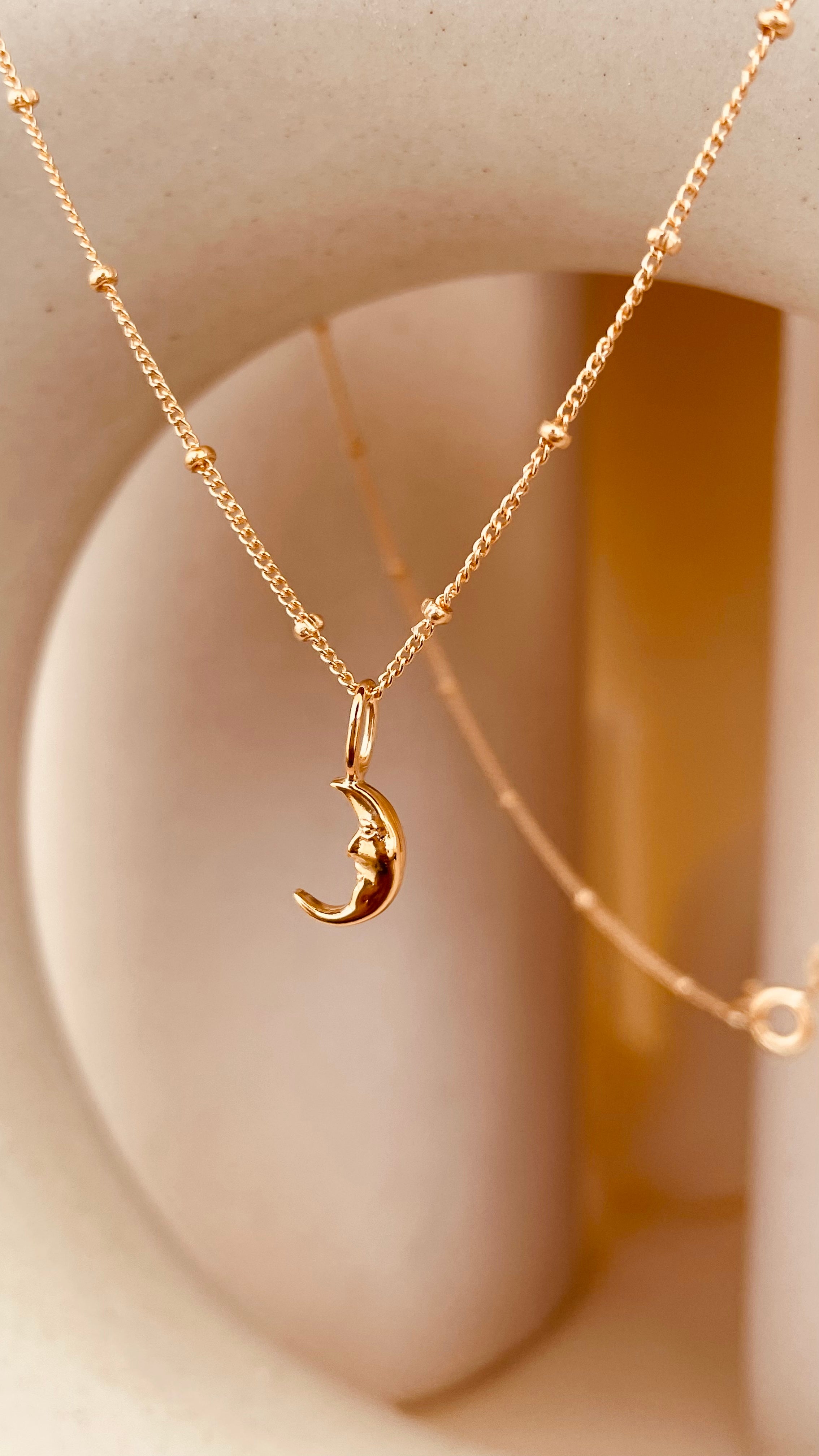 Crescent Moon Necklace with Satellite Chain - Octonov 