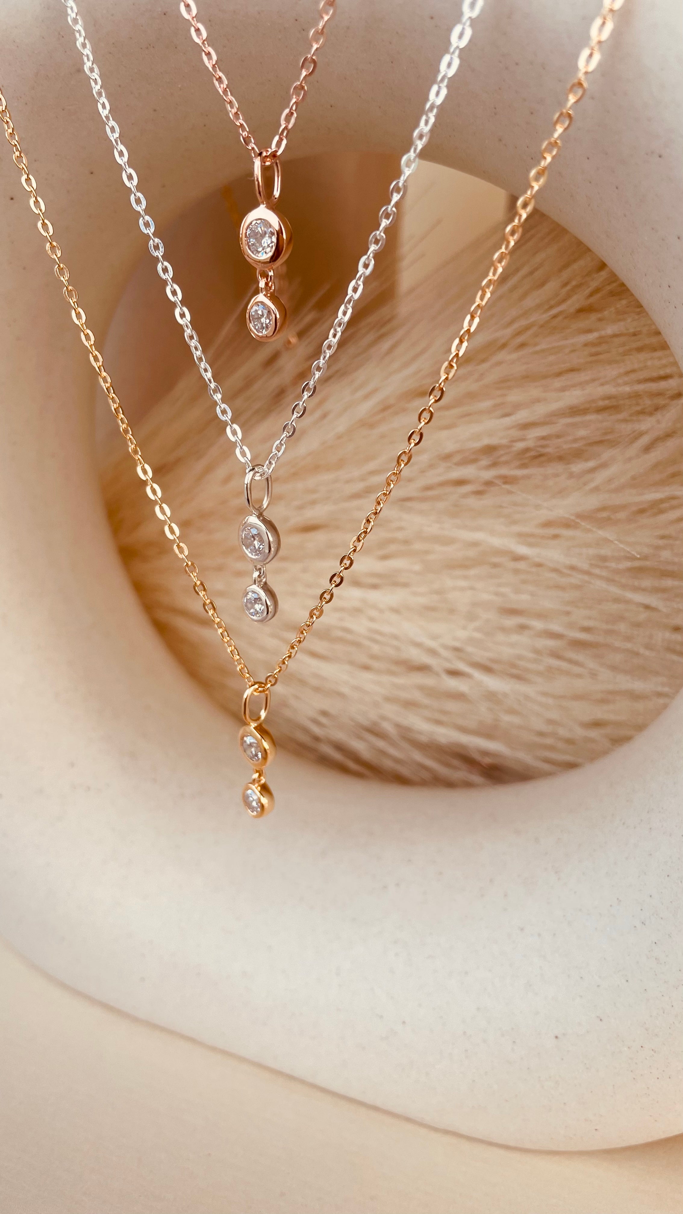 Double Drop Dangling Necklace with Sitara Chain - Octonov 