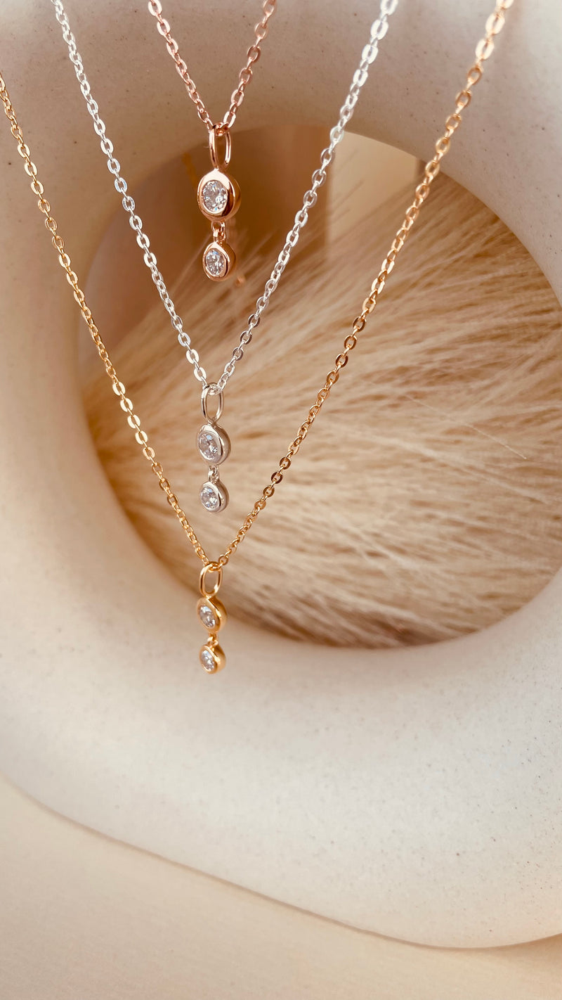 Double Drop Dangling Necklace with Sitara Chain