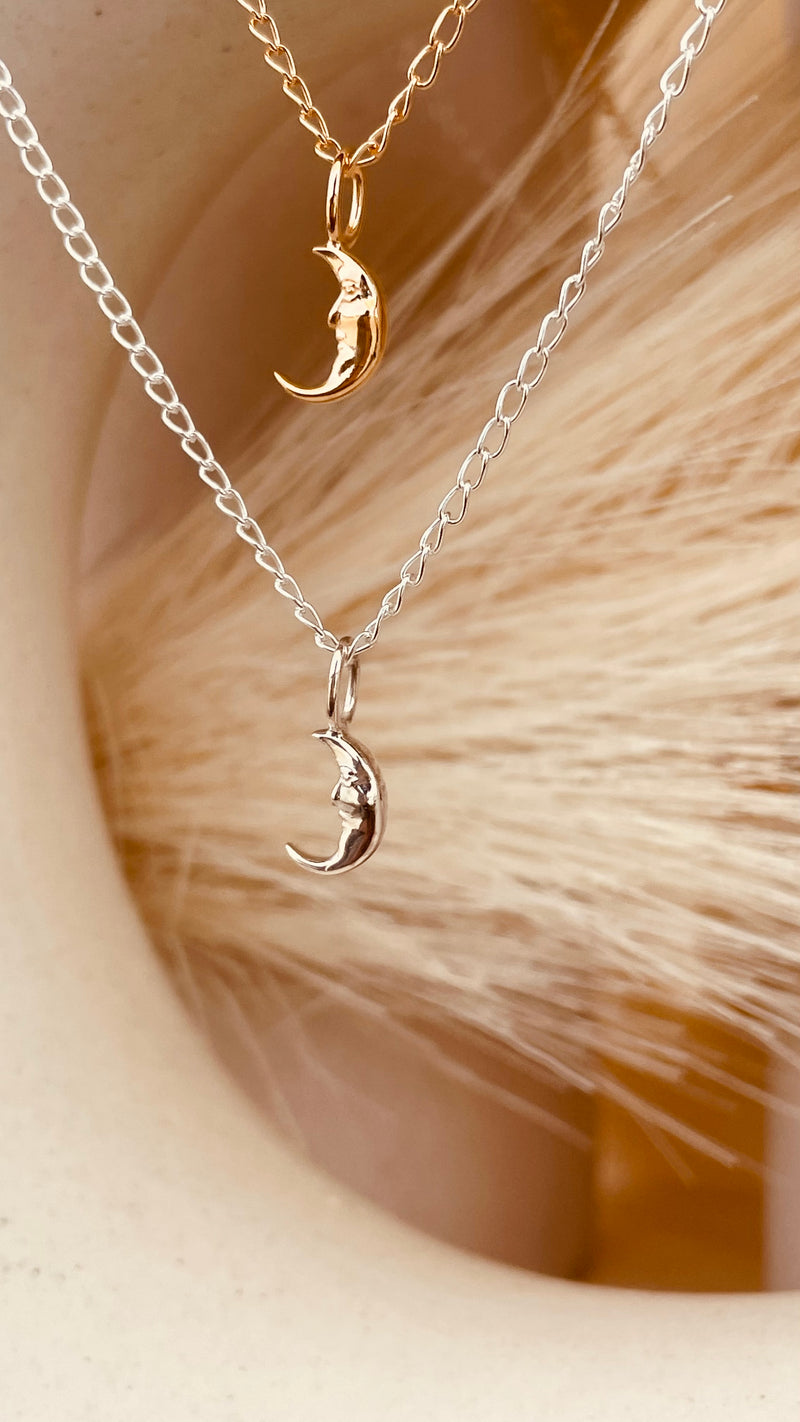 Crescent Moon Necklace with Cable Chain