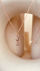 Dainty Double Drop Dangling Necklace with Satellite Chain - Octonov 