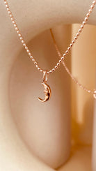 Crescent Moon Necklace with Faceted Ball Chain - Octonov 
