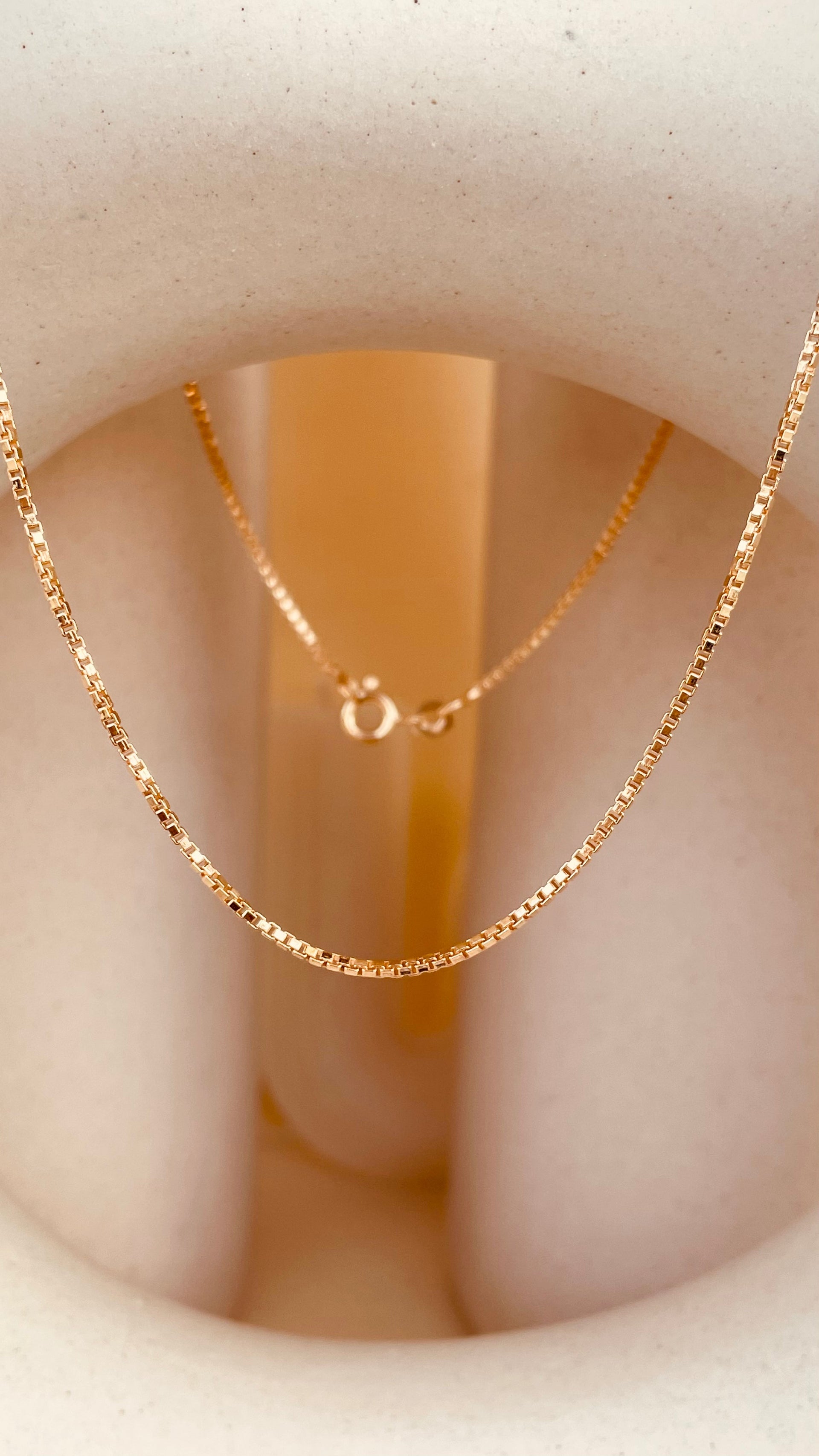 Gold Box Chain Necklace 16 inch Silver