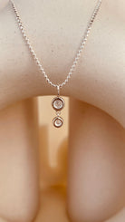Dainty Double Drop Dangling Necklace with Beaded Chain - Octonov 