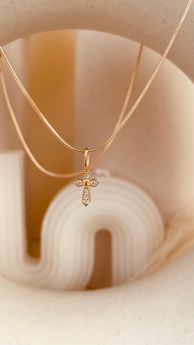 Minimal Token of Faith Necklace with Snake Chain