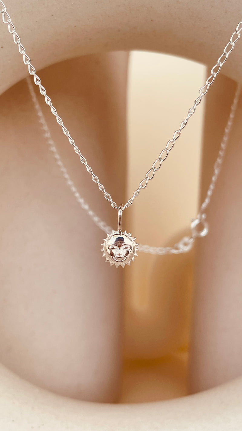Dainty Steller Sun Charm Necklace with Cable Chain
