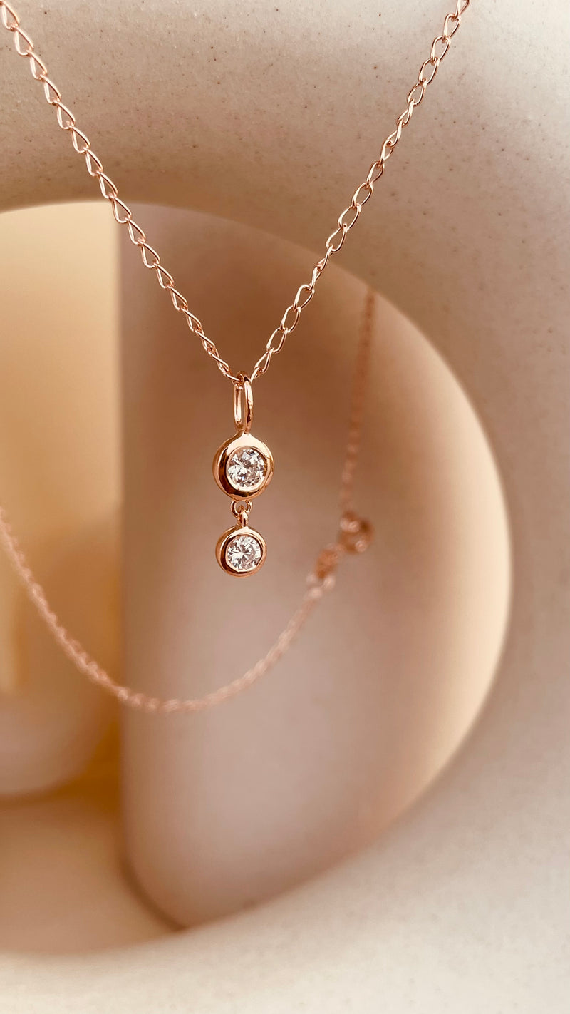 Double Drop Dangling Necklace with Cable Chain