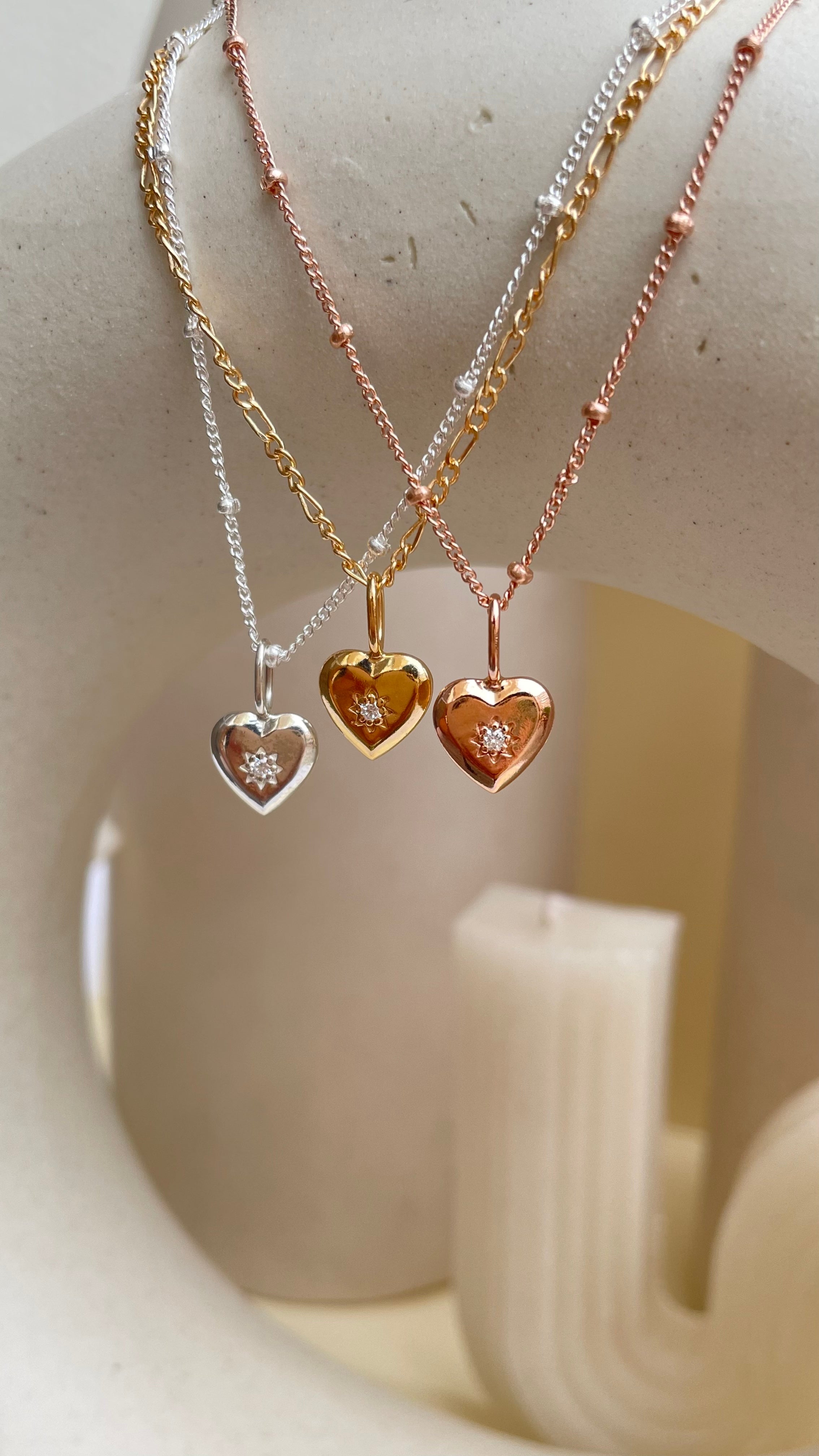 Vintage Heart Satellite Necklace with Satellite Chain - Octonov 