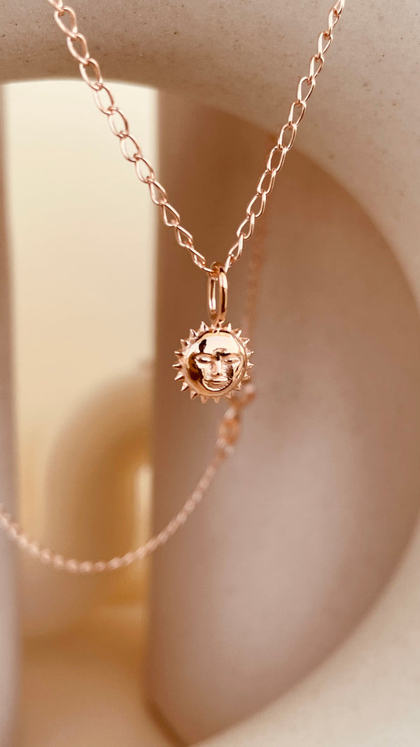Dainty Steller Sun Charm Necklace with Cable Chain