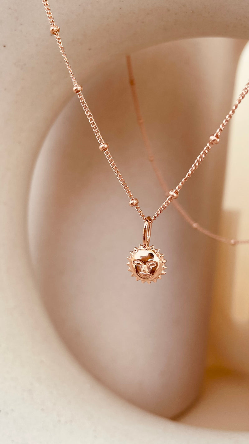 Steller Sun Charm Necklace with Satellite Chain
