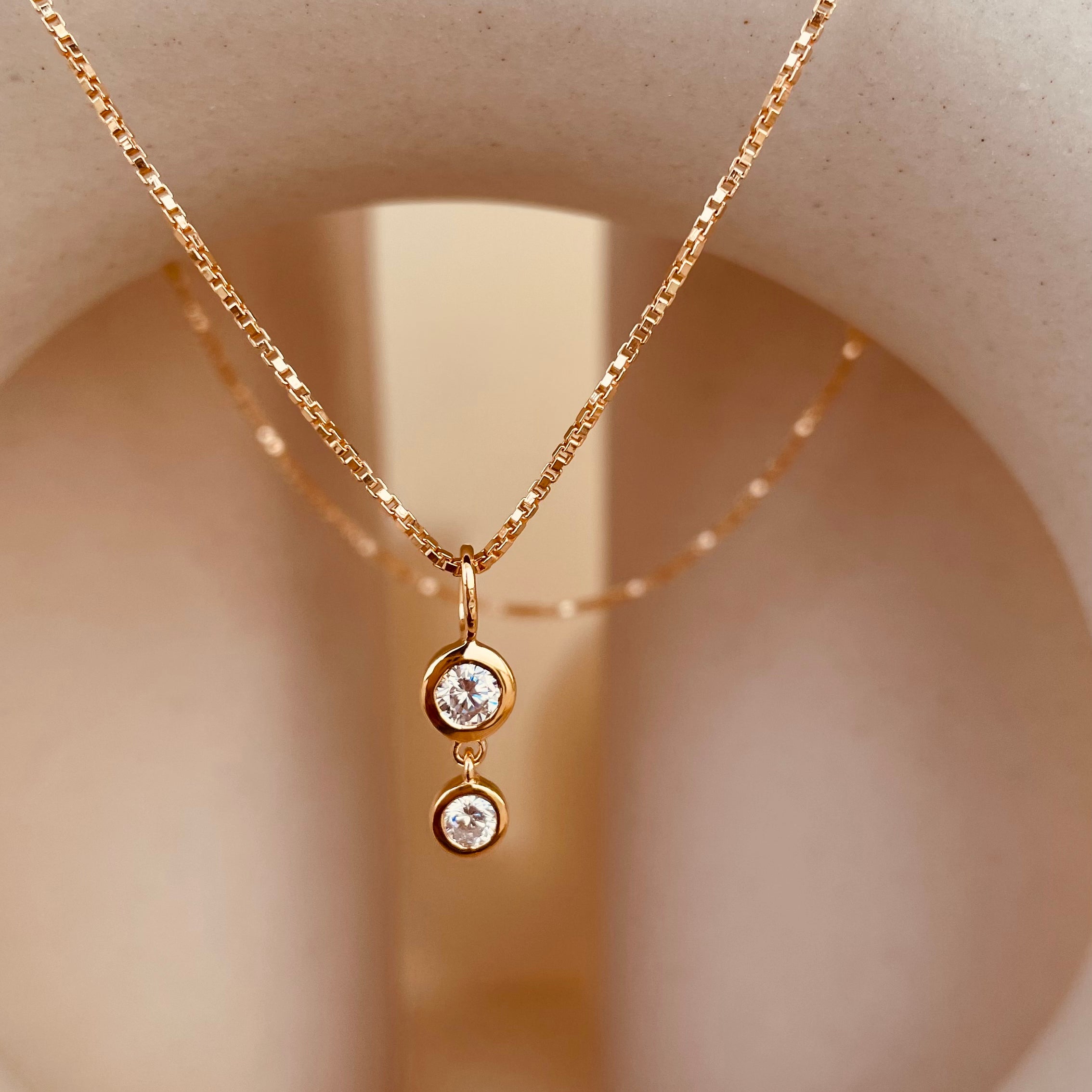 Minimal Double Drop Dangling Necklace with Box Chain - Octonov 