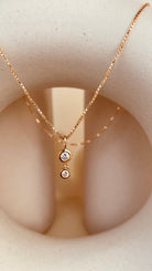 Minimal Double Drop Dangling Necklace with Box Chain - Octonov 