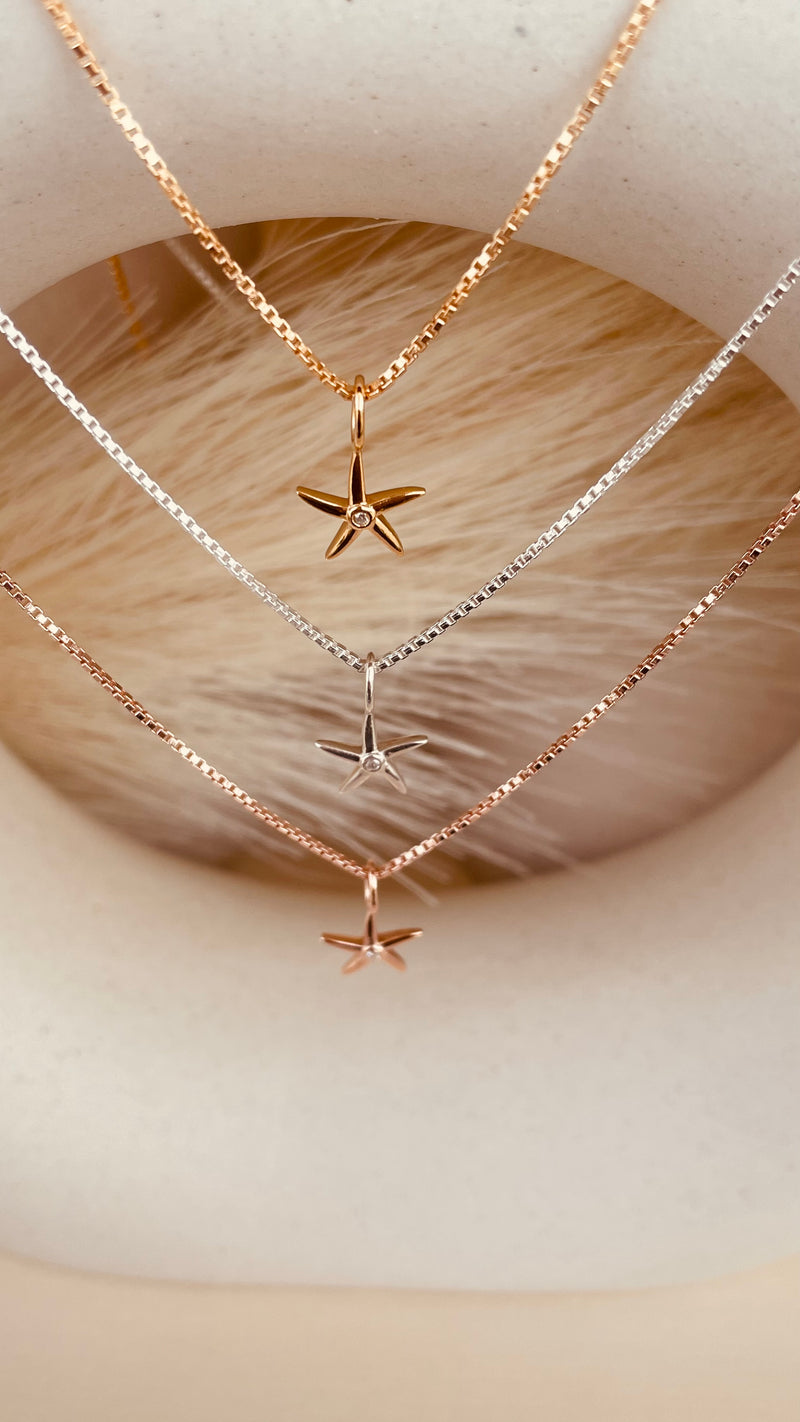 Minimal Starfish Necklace with Box Chain