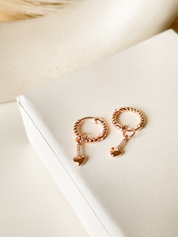Delicate Hearts charms with Twisted Huggies