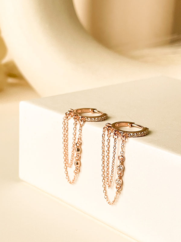 Signature CZ Huggies with duo chain