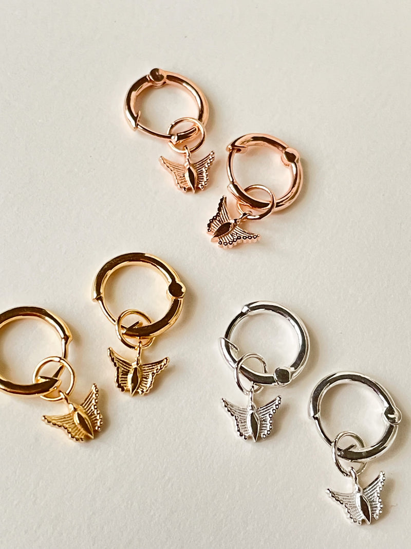 Dainty Butterfly Hoops